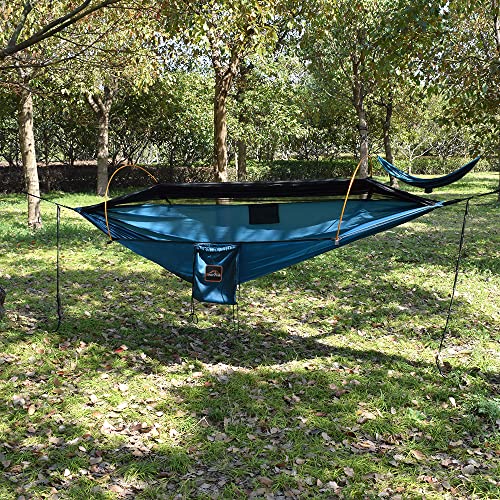 AnorTrek Professional Camping Hammock with Mosquito Net, Lightweight Portable Double Hammock with Two 10 FT Hammock Tree Straps, 230T Nylon Hammock for Camping, Hiking, Yard, Backpacking