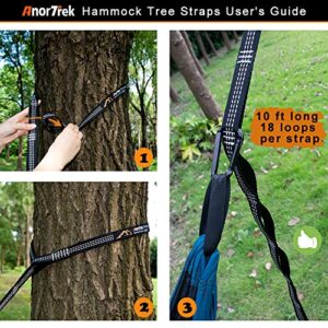 AnorTrek Professional Camping Hammock with Mosquito Net, Lightweight Portable Double Hammock with Two 10 FT Hammock Tree Straps, 230T Nylon Hammock for Camping, Hiking, Yard, Backpacking
