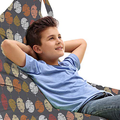 Ambesonne Leaf Lounger Chair Bag, Autumnal Tones Fall Foliage Mosaic Pattern of Leaves, High Capacity Storage with Handle Container, Lounger Size, Taupe Multicolor