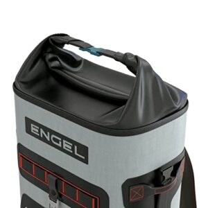 Engel BP25-LG Red 25 Quart Roll-Top High Performance Backpack Cooler Light Gray/Red