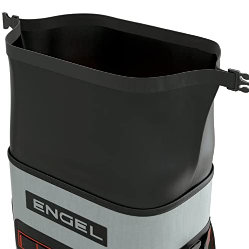 Engel BP25-LG Red 25 Quart Roll-Top High Performance Backpack Cooler Light Gray/Red