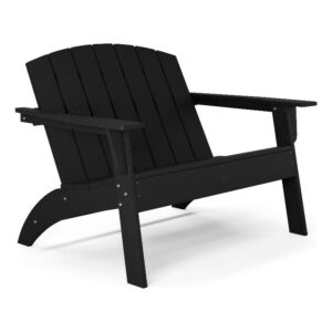 flats & castles ellie hdpe outdoor weather resistant modern adirondack love seat (black)