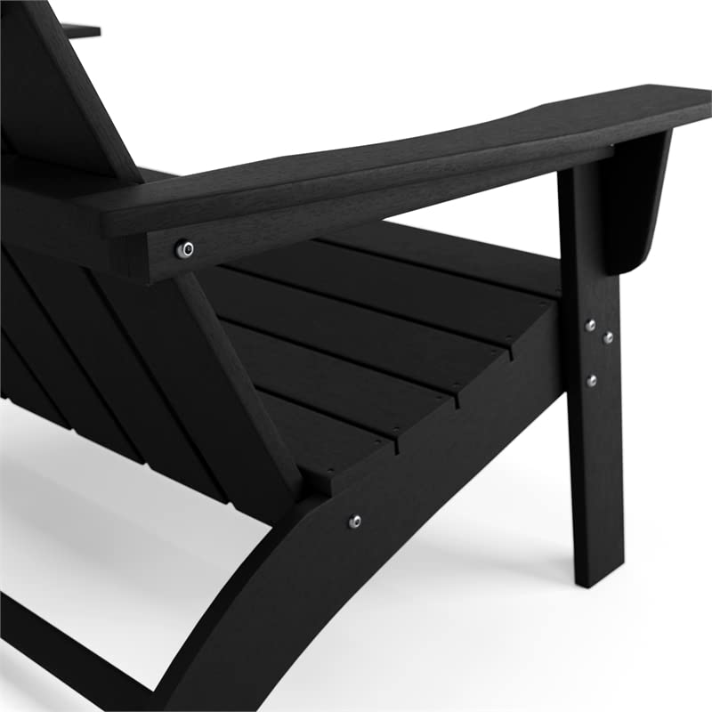 Flats & Castles Ellie HDPE Outdoor Weather Resistant Modern Adirondack Love Seat (Black)