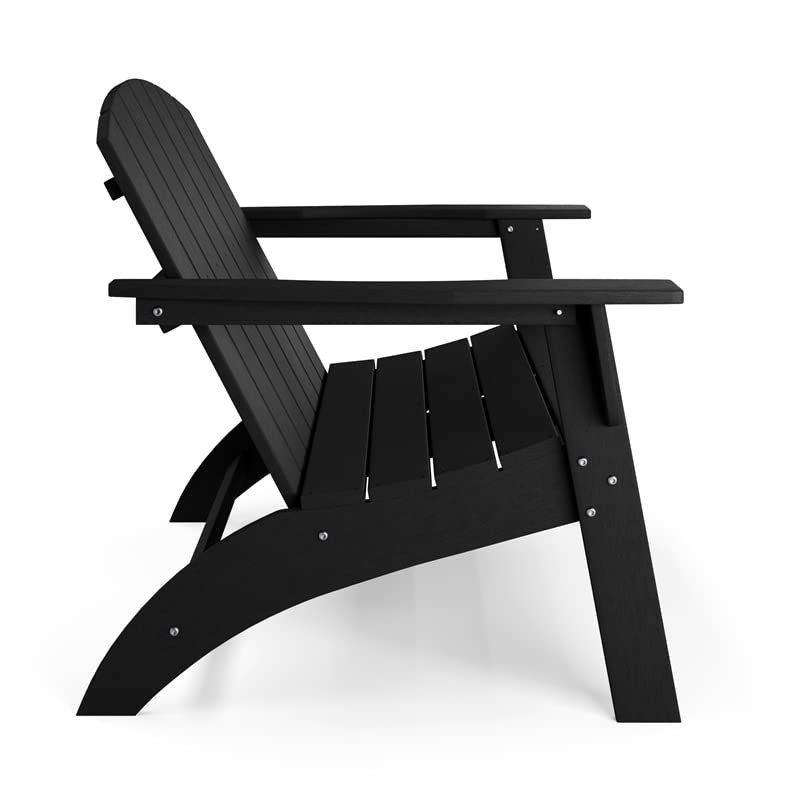 Flats & Castles Ellie HDPE Outdoor Weather Resistant Modern Adirondack Love Seat (Black)