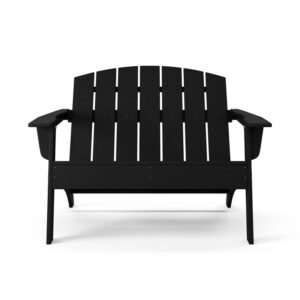 Flats & Castles Ellie HDPE Outdoor Weather Resistant Modern Adirondack Love Seat (Black)