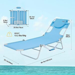 outdoor folding chair Reclining Sun Lounger 4-Position Adjustable Garden Recliner chair with Headrests & Side Pocket Sun Bed for Beach Patio Poolside Lounge Chair fishing chair ( Color : Arm Hole )