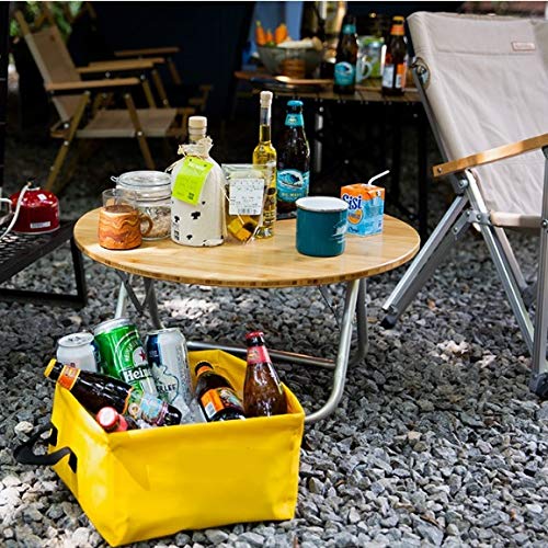 DOUBAO Camping Table Wooden Round Tourist Simple Folding Dining Table Portable Outdoor BBQ Camping Picnic Fish Table