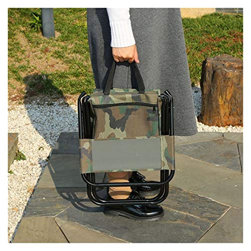 TRENTSNOOK Exquisite Camping Stool Portable Folding Camping Chair with Cooling Bag Compact Fishing Stool Camouflage Fishing Chair