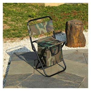 TRENTSNOOK Exquisite Camping Stool Portable Folding Camping Chair with Cooling Bag Compact Fishing Stool Camouflage Fishing Chair