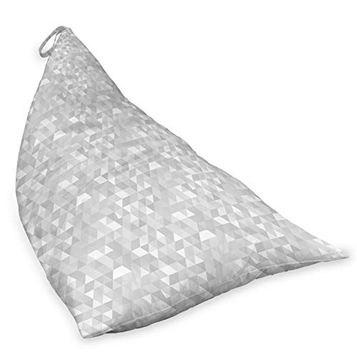 Ambesonne Grey and White Lounger Chair Bag, Pattern with Triangles Mosaic Geometrical Hipster Low Poly Effect, High Capacity Storage with Handle Container, Lounger Size, Pale Grey and White