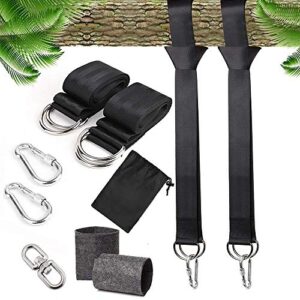 enkarl tree swing hanging straps kit holds 2600 lbs 5ft adjustable extra long strap , 2 tree swing straps+2 heavy duty screw lock carabiners+2 tree protectors+swivel fits to any swing or hammock