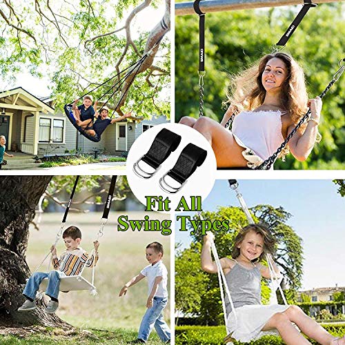 Enkarl Tree Swing Hanging Straps Kit Holds 2600 lbs 5ft Adjustable Extra Long Strap , 2 Tree Swing Straps+2 Heavy Duty Screw Lock Carabiners+2 Tree Protectors+Swivel Fits to Any Swing or Hammock