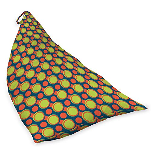 Ambesonne Retro Lounger Chair Bag, Spotty Pattern with Orange and Green Circles in Diagonal Direction, High Capacity Storage with Handle Container, Lounger Size, Yellow Green Orange
