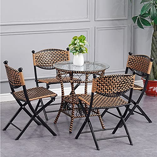 GFHLP Garden Chairs Table Set Rattan Furniture Dining Folding Chairs Lazy Lounge Chair Balcony Summer Chair Home Backrest Dining Table (Size : Small)