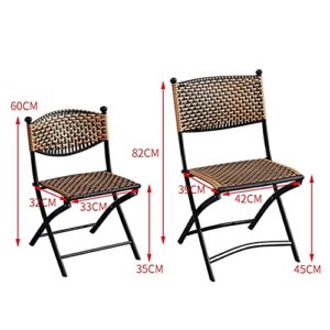 GFHLP Garden Chairs Table Set Rattan Furniture Dining Folding Chairs Lazy Lounge Chair Balcony Summer Chair Home Backrest Dining Table (Size : Small)