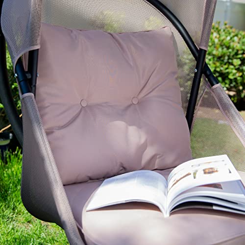 Barton Hanging Chair Egg Chair Cushion w/Canopy Indoor/Outdoor Basket Lounge Seat Collapsible Egg Chair, Beige