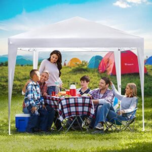 ASTEROUTDOOR 10'x10' Pop Up Canopy with Sidewalls, Adjustable Leg Heights, Windows, Wheeled Carry Bag, Stakes and Ropes, White