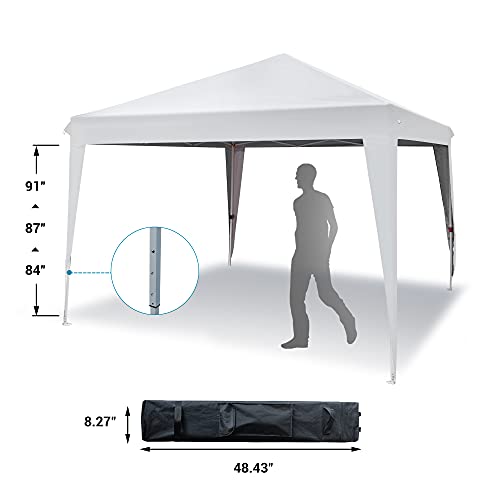 ASTEROUTDOOR 10'x10' Pop Up Canopy with Sidewalls, Adjustable Leg Heights, Windows, Wheeled Carry Bag, Stakes and Ropes, White