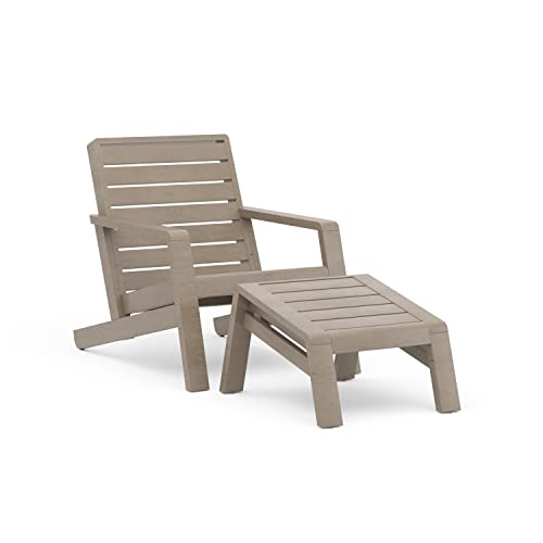 homestyles 5675-12-90 Sustain Outdoor Lounge Chair with Ottoman, Gray