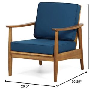 Willowbrook Outdoor Club Chair with Cushion - Acacia Wood - Teak (Set of 2)