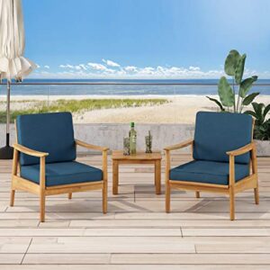 Willowbrook Outdoor Club Chair with Cushion - Acacia Wood - Teak (Set of 2)