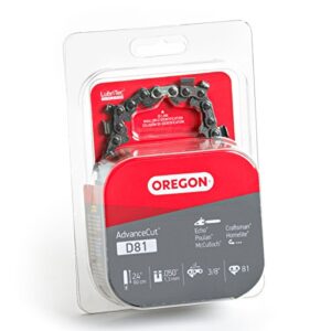 Oregon D81 AdvanceCut Replacement Chainsaw Chain for 24" Guide Bars, 81 Drive Links, Pitch: 3/8" Low Vibration, .050" Gauge, Fits Echo, Poulan, Craftsman, Homelite, McCulloch, and More