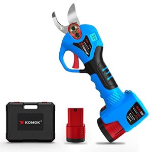 KOMOK Cordless Electric Pruning Shears, 2 Rechargeable Battery Powered Pruners Fruit Tree Branches Cutter with LED, 16.8V 25mm/1" Cutting Diameter, 6-8 Working Hours Good for Arthritis Hand