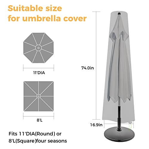 3 PCS Patio Umbrella Covers with 1 Push Rod - Waterproof Patio Parasol Covers with Zipper for 7ft to 11ft Outdoor Umbrellas