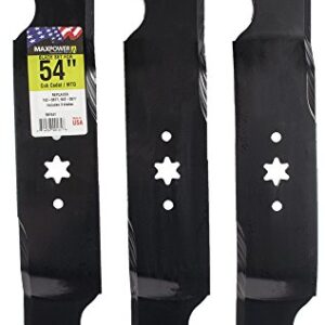 MaxPower 561541B 3 Blade Set for 54 in. Cut MTD, Cub Cadet, Troy-Bilt Mowers Replaces OEM #'s 742-0677, 742-0677A, 742-0677B, 942-0677, 942-0677A and 942-0677B, Black