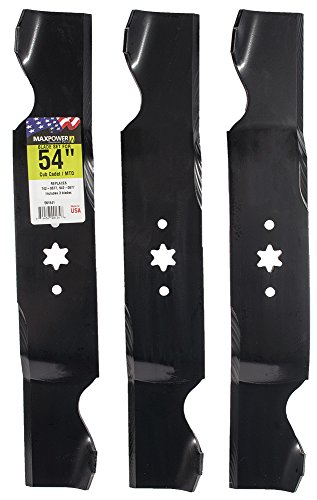 MaxPower 561541B 3 Blade Set for 54 in. Cut MTD, Cub Cadet, Troy-Bilt Mowers Replaces OEM #'s 742-0677, 742-0677A, 742-0677B, 942-0677, 942-0677A and 942-0677B, Black