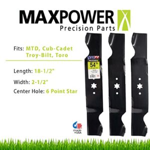 MaxPower 561541B 3 Blade Set for 54 in. Cut MTD, Cub Cadet, Troy-Bilt Mowers Replaces OEM #'s 742-0677, 742-0677A, 742-0677B, 942-0677, 942-0677A and 942-0677B, Black