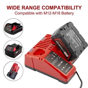 M18 & M12 Rapid Charger Replacement for Milwaukee 48-59-1812 M12 or M18 M14 XC Lithium Ion Battery 48-11-2420 48-11-2440 48-11-1815 48-11-1820 48-11-1840 48-11-1850 48-11-2401 48-11-1890