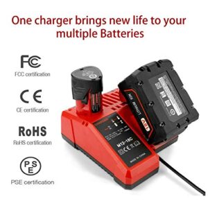 M18 & M12 Rapid Charger Replacement for Milwaukee 48-59-1812 M12 or M18 M14 XC Lithium Ion Battery 48-11-2420 48-11-2440 48-11-1815 48-11-1820 48-11-1840 48-11-1850 48-11-2401 48-11-1890