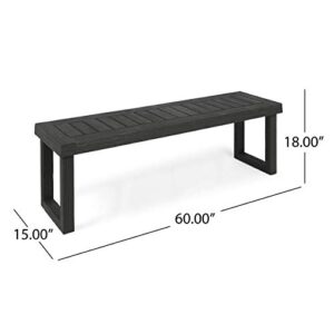 Christopher Knight Home Kemp Outdoor Acacia Wood Bench, Gray Finish, Sandblast Dark Grey