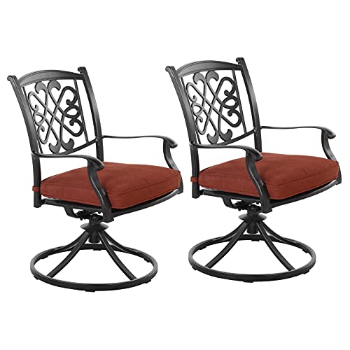 Casual World Patio Swivel Dining Chairs Set of 2, Outdoor Gentle Rocker Chairs Bistro Chairs with All-Weather Aluminum Frame and Thick Cushions for Garden Backyard Poolside