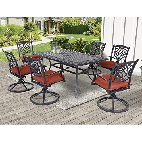 Casual World Patio Swivel Dining Chairs Set of 2, Outdoor Gentle Rocker Chairs Bistro Chairs with All-Weather Aluminum Frame and Thick Cushions for Garden Backyard Poolside