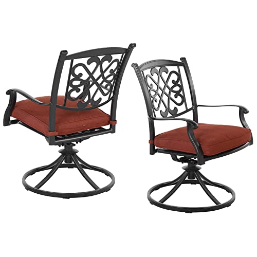 Casual World Patio Swivel Dining Chairs Set of 2, Outdoor Gentle Rocker Chairs Bistro Chairs with All-Weather Aluminum Frame and Thick Cushions for Garden Backyard Poolside