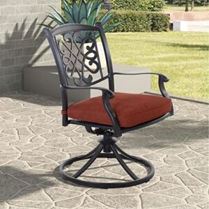 Casual World Patio Swivel Dining Chairs Set of 2, Outdoor Gentle Rocker Chairs Bistro Chairs with All-Weather Aluminum Frame and Thick Cushions for Garden Backyard Poolside