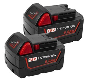 high quality futurebatt futurebatt [2pack] 18v 6.0 ah replace battery for milwaukee m18 lithium battery 48-11-1860/48-11-1850/48-11-1840/48-11-1828/48-11-1820/48-11-1815