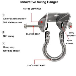 Porch Swing Springs Hanging Kit - 1300 Lbs Heavy Duty Suspensions Hammock Chairs Ceiling Mount Hardware (2 Sets)