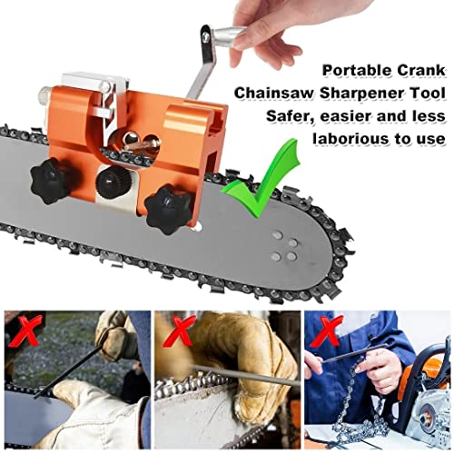 ZFULVO Chainsaw Sharpener,Chainsaw Vise and Hand-Cranked Chainsaw Sharpening Jig Kit,Portable Chain Saw Shaperener Tool for All Chain Saws and Electric Saws, with 5 Grinding Rod