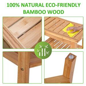 Kinsunny Outdoor Patio Garden Bench Bamboo - Spa Sauna Shower Storage Shelves Stand Organizer Wood Benches, Natural