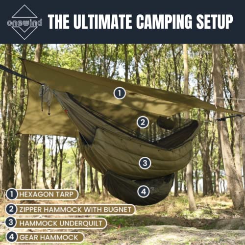 onewind Underquilt Double Hammock Camping Insulation Night Protector, Full Length,35-50 Degrees, 4 Season Warm Sleeping Quilt, Portable for Backpacking, Travel