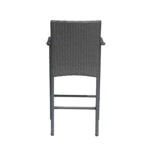 GDF Studio Dora Outdoor Wicker Barstool Chair (Set of 2), Gray