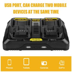 ANTRobut 2Pack 20V 6.5Ah Replacement for Dewalt 20V Battery Max XR DCB205 DCB206 Compatible with Dewalt DCD/DCF/DCG Series with DCB102 20V Dual Port Battery Charger