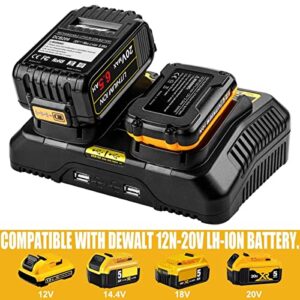 ANTRobut 2Pack 20V 6.5Ah Replacement for Dewalt 20V Battery Max XR DCB205 DCB206 Compatible with Dewalt DCD/DCF/DCG Series with DCB102 20V Dual Port Battery Charger