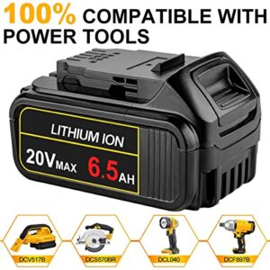 ANTRobut 2Pack 20V 6.5Ah Replacement for Dewalt 20V Battery Max XR DCB205 DCB206 Compatible with Dewalt DCD/DCF/DCG Series with DCB102 20V Dual Port Battery Charger