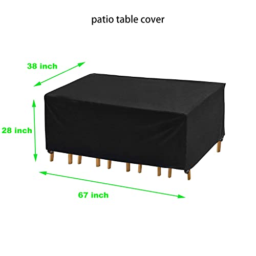 YWWQYBYQ Outdoor Table Covers,67"(L) x 38"(W) x 28"(H),Waterproof Rectangle Patio Cover,Furniture Coffee Table Cover