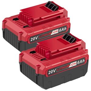 [2pack] high-output 6.0ah 20v battery replacement for porter cable 20-volt max lithium power tools pcc685l pcc680l pcc682l batteries