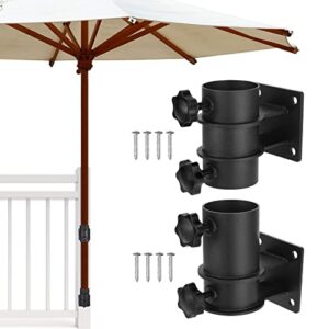 wihxd 2 Pcs Patio Umbrella Holder, Adjustable Deck Umbrella Mount, Heavy Duty Patio Umbrella Stand, Outdoor Umbrella Clamp Bracket for Deck Railing, Balcony, Courtyard, Fences (Max OD 2.2'')